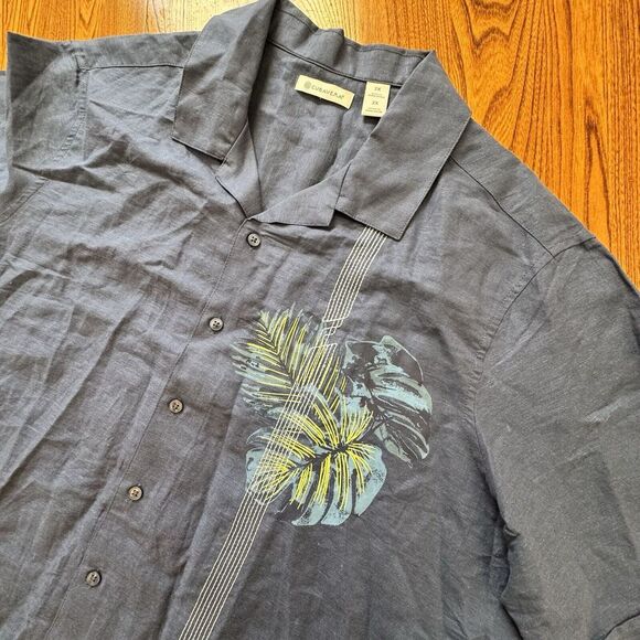 NWT‎ Cubavera Blue Linen Blend Button Up Embroidery Hawaiian Shirt Men's Size 2X - Picture 1 of 8
